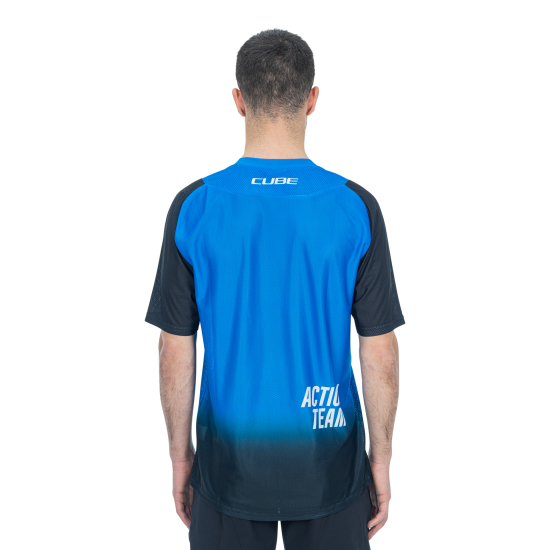 TRICOU CICLISM CUBE VERTEX ROUND NECK JERSEY X ACTIONTEAM S/S BLACK BLUE XL
