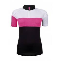 Bluza ciclism Force View Lady maneci scurte negru/alb/roz L Bluza ciclism Force View Lady maneci scurte negru/alb/roz L