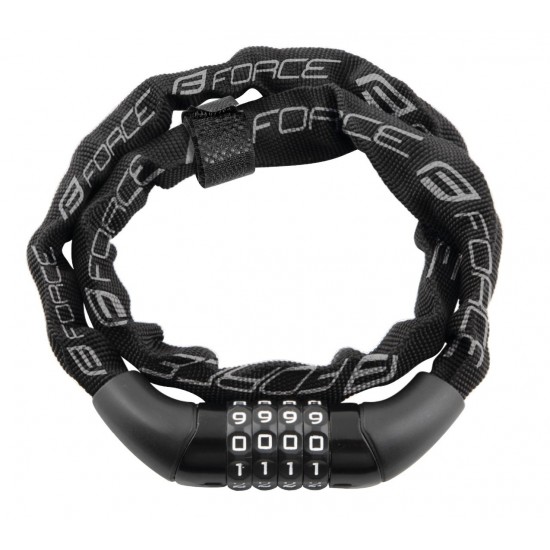 Lacat Force Chain cu cifru 120cm/4mm negru