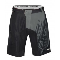 Pantaloni Force Downhill MTB cu sub-pantaloni cu bazon Negru/Gri XL Pantaloni Force Downhill MTB cu sub-pantaloni cu bazon Negru/Gri XL