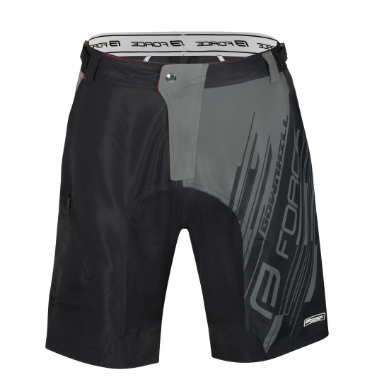 Pantaloni Force Downhill MTB cu sub-pantaloni cu bazon Negru/Gri XL Pantaloni Force Downhill MTB cu sub-pantaloni cu bazon Negru/Gri XL
