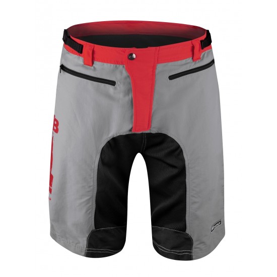 Pantaloni scurti Force MTB-11 bazon detasabil Gri/Rosu/Negru XS