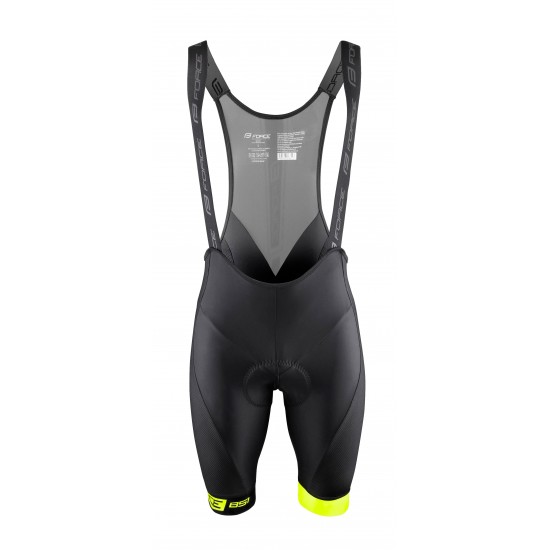 Pantaloni scurti cu bazon si bretele Force B51 Negru-Fluo L Pantaloni scurti cu bazon si bretele Force B51 negru/fluo L