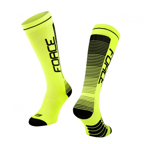 Sosete Force F Compress galben fluo/negru XXS-XS (33-35)