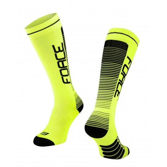 Sosete lungi Force Compress negru/fluo L-XL (42-47)