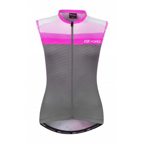 Tricou ciclism fara maneci Force F Acceler gri/roz XS