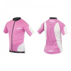 Tricou ciclism Force Kid Star roz/alb 154-164 cm