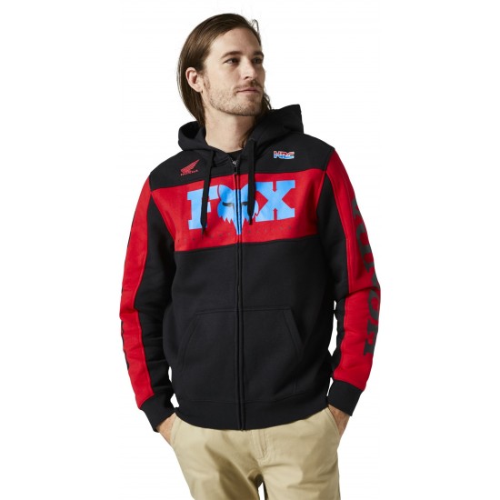 HONDA ZIP FLEECE [BLK/RD]: Mărime - XL