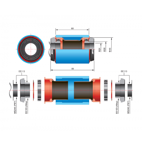 Reductie monobloc FSA de la PF30 BB Road la M/Exo alloy CK EE113 Reductie monobloc FSA de la PF30 BB Road la M/Exo alloy CK EE113