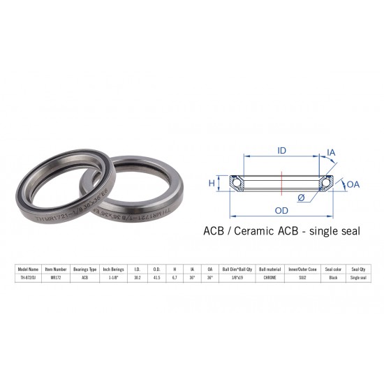 Rulment cuvete FSA TH-872/DJ ACB 36x36 11/8 singleS MR172
