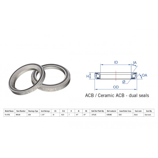 Rulment cuvete FSA TH-970E ACB 45x45 1"1/4 dualS MR168 Rulment cuvete FSA TH-970E ACB 45x45 11/4 dualS MR168