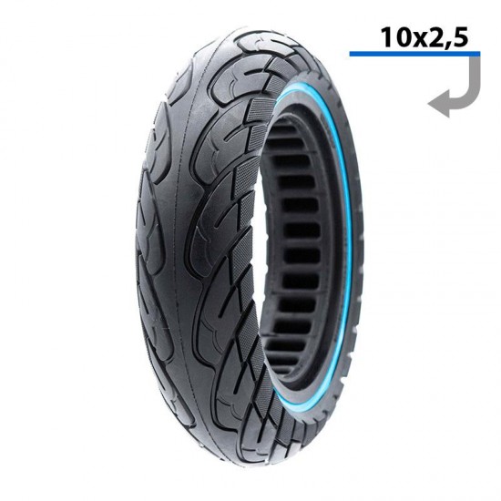 Anvelopa solida ultra-usoara 10x2.5 pentru jante 34mm Negru/Albastru Anvelopa solida ultra-usoara 10x2.5 pentru jante 34mm Negru/Albastru