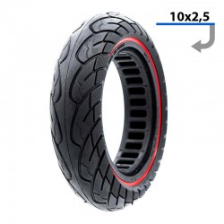 Anvelopa plina ultra-usoara 10x2.5 pentru jante 34mm Negru/Rosu
