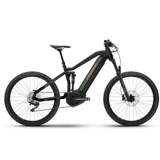 e-bike Haibike AllTrail 4 27.5 i630Wh 11-G Deore 2023 M matte green metal gold black e-bike Haibike AllTrail 4 27.5 i630Wh 11-G Deore 2023 M matte green metal gold black
