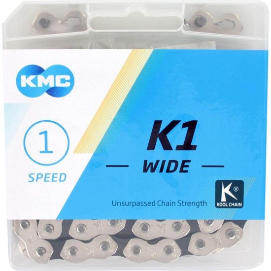 Lant KMC K1 Wide Single-Speed Argintiu/Negru 100 Zale Lant KMC K1 Wide Single-Speed Argintiu/Negru 100 Zale
