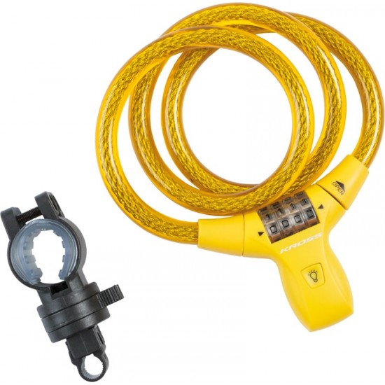 Lacat spiral cu cifru Kross KZS 550 cu LED 12mmx900 mm yellow