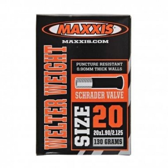 Camera 20X1.90/2.125 SV Maxxis Welterweight 0.9mm Schrader Camera 20X1.90/2.125 SV Maxxis Welterweight 0.9mm Schrader