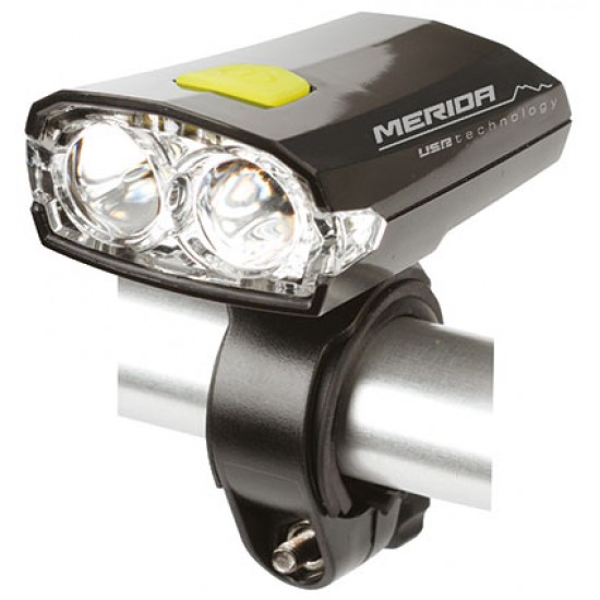 Far MERIDA față, 2 LED, negru, 3 funcții, USB, akku - HL-MD025 Far MERIDA față, 2 LED, negru, 3 funcții, USB, akku - HL-MD025