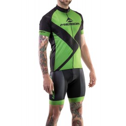 Tricou ciclism MERIDA RHOMBE DESIGN scurt verde negru fermoar lung - 740122-435