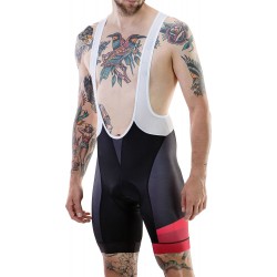 Pantaloni MERIDA CX DESIGN scurt cu bretele negru/roșu - 740566-422R
