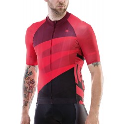 Tricou ciclism MERIDA CX DESIGN scurt negru fermoar lung roșu/negru - 15512T0422