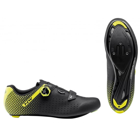 Cipő NORTHWAVE ROAD CORE PLUS 2 43 fekete/fluo sárga Cipő NORTHWAVE ROAD CORE PLUS 2 43 fekete/fluo sárga