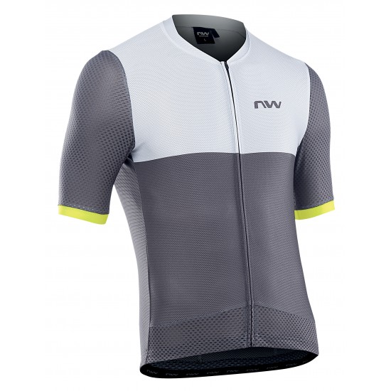 Tricou ciclism NORTHWAVE STORM AIR scurt gri/fluo galben