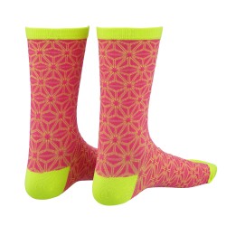 Sosete SUPACAZ Asanoha - Roz neon/Galben neon - L/XL Sosete SUPACAZ Asanoha - Roz neon/Galben neon - L/XL