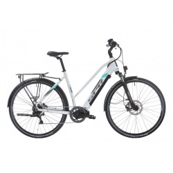 Bicicleta electrica Sprint E-Trekking Faster Lady 28 Alb Lucios/Turcuaz - 533mm