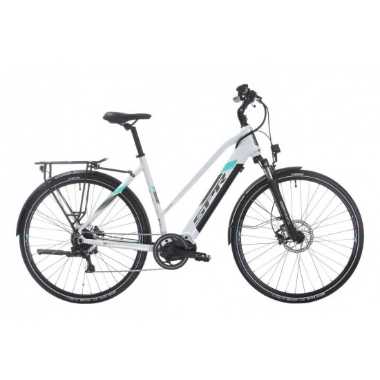 Bicicleta electrica Sprint E-Trekking Faster Lady 28 Alb Lucios/Turcuaz - 533mm Bicicleta electrica Sprint E-Trekking Faster Lady 28 Alb Lucios/Turcuaz - 533mm