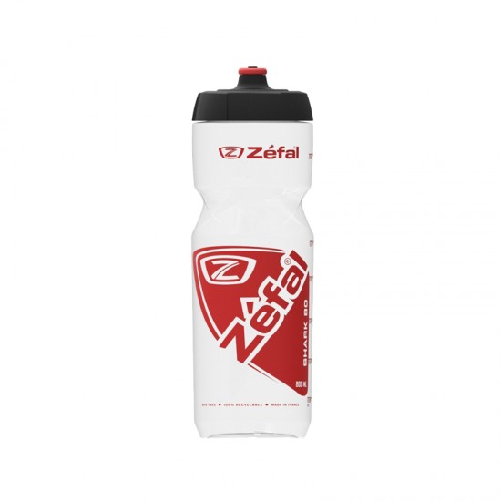 Bidon ZEFAL Shark 80 Grip-Cap 800ml - Transparent/Red